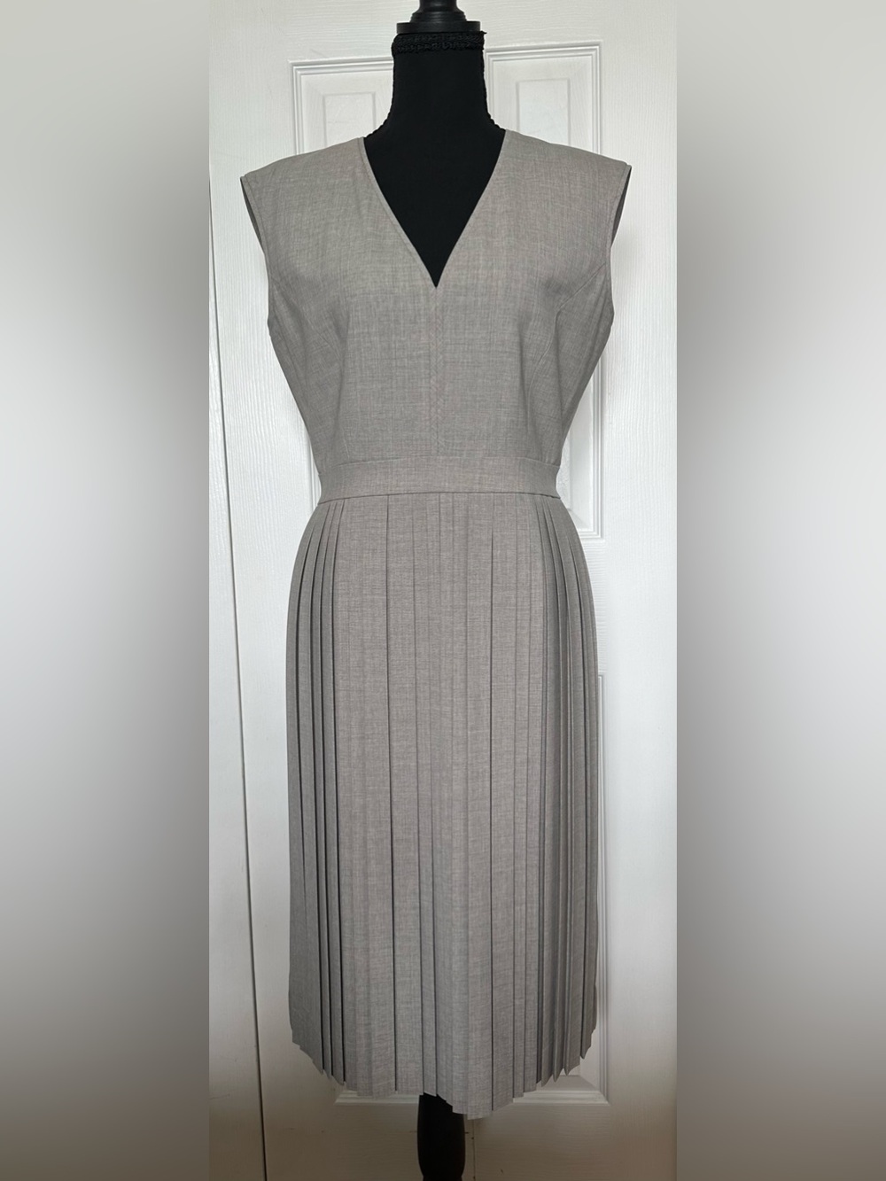J.Crew Gray Wool Pleated Midi Dress, Size 4